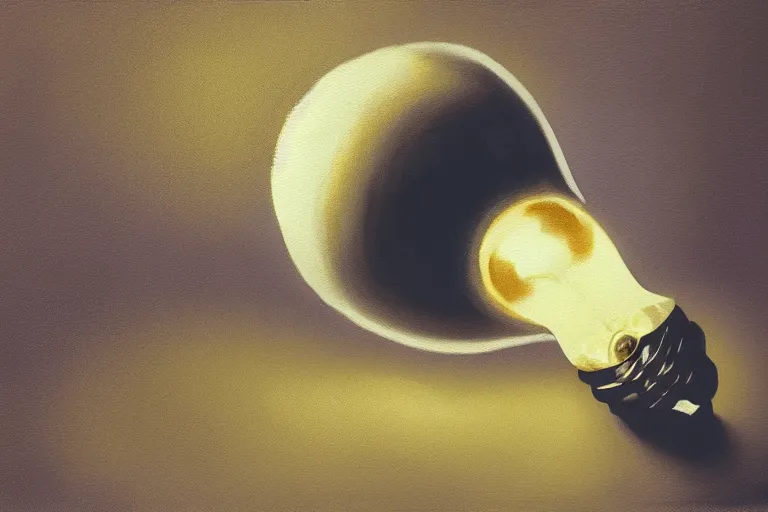 Image similar to a cinematic painting of a lightbulb