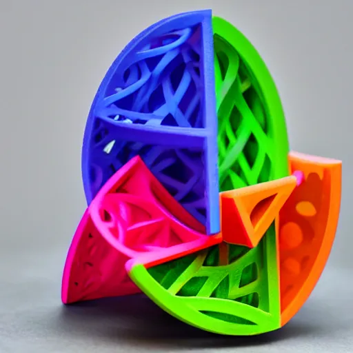 Image similar to colorful 3 d printed object by johannes itten, photograph, f / 4. 0, very sharp!!!