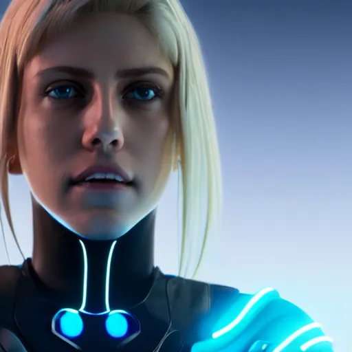 Prompt: Annie Leonhart in a Tron movie, octane render 8k, photorealistic render, atmospheric render, beautiful face, cute, realistic skin, beautiful eyes