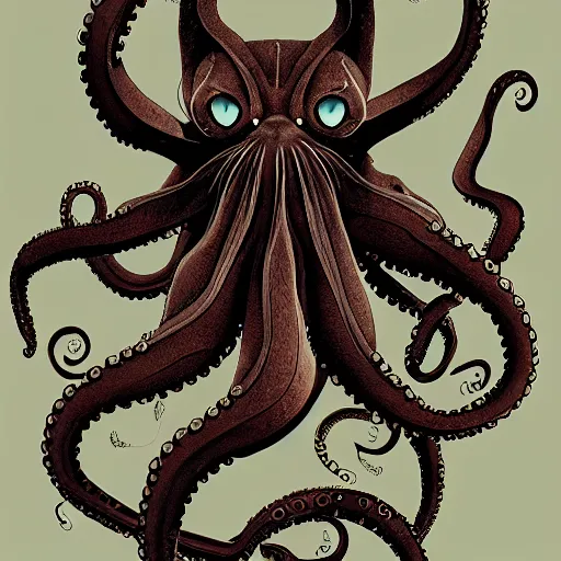 Prompt: a hybrid between a cat and an octopus, digital art, artstation, very detailed, intrincate details, beautiful art.