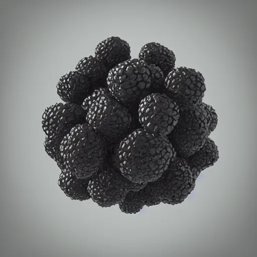 Image similar to the moon made out of blackberries, 3d render