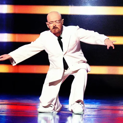 Image similar to walter white breakdancing on america's got talent