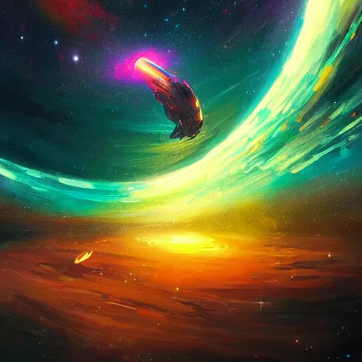 Image similar to a detailed painting of a space serpent floating in space in a sea of colorful sea of stars, by alena aenami, petros afshar and greg rutkowski trending on artstation, deviantart, dragon scales, stars