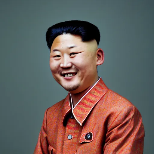 Image similar to photography of smiling north korean kim chen in by araki nobuyoshi. kim chen in wearing ( traditional - ukrainian shirt ) designed by taras shevchenko.