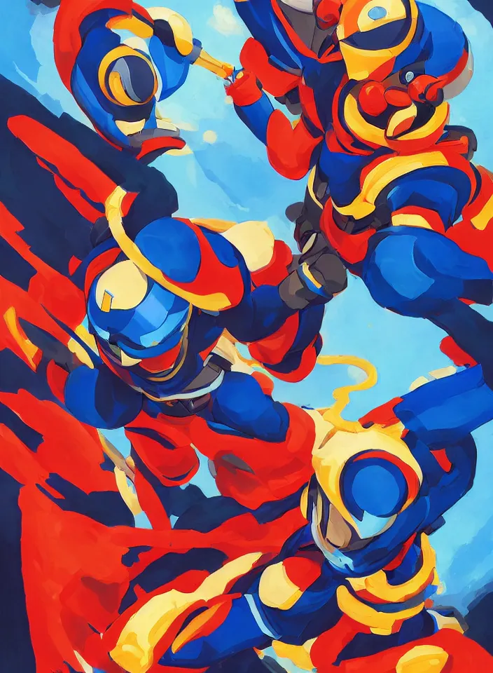 Prompt: orientalist painting of a ninja megaman x zero, in the style of syd mead, jeremy cowart, by greg tocchini, by james gilleard, by joe fenton