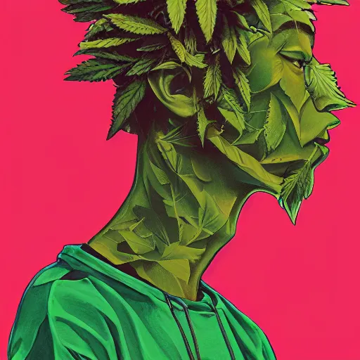 Image similar to profile picture for swae lee, marijuana organic painting, marijuana, matte, hiphop, hard edges, energetic, 3 d shapes, asymmetrical, smoke, green, highly detailed, by sachin teng