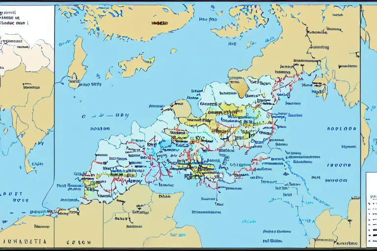 Prompt: map of russia completely landlocked by ukraine