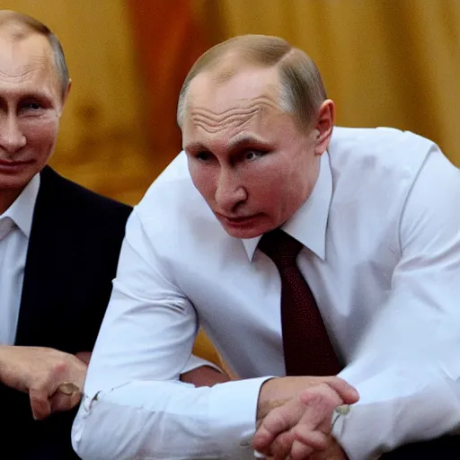 Image similar to putin teams up with a mysterious teenage putin