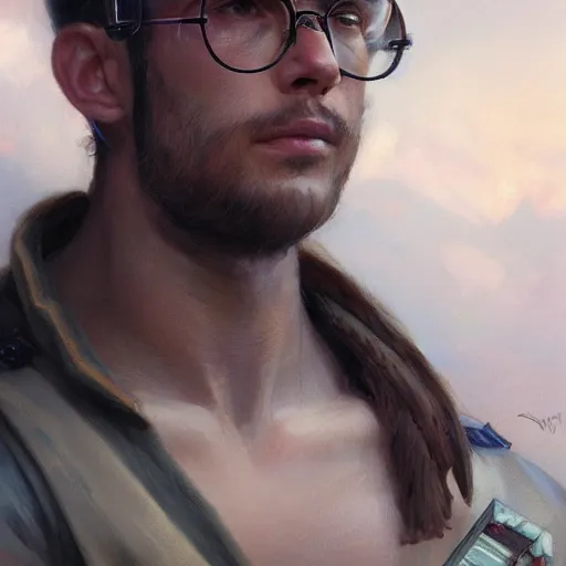 Image similar to the young latin goy as a realistic science fiction character, closeup portrait art by donato giancola and greg rutkowski and daniel dos santos, realistic face, digital art, trending on artstation