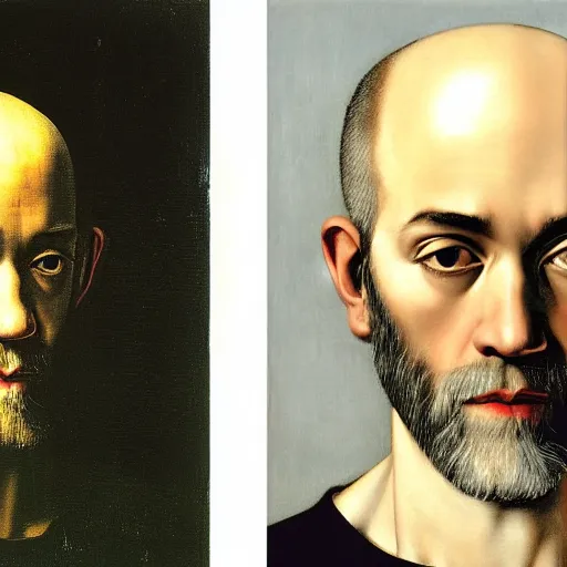 Image similar to painting of michael stipe by caravaggio