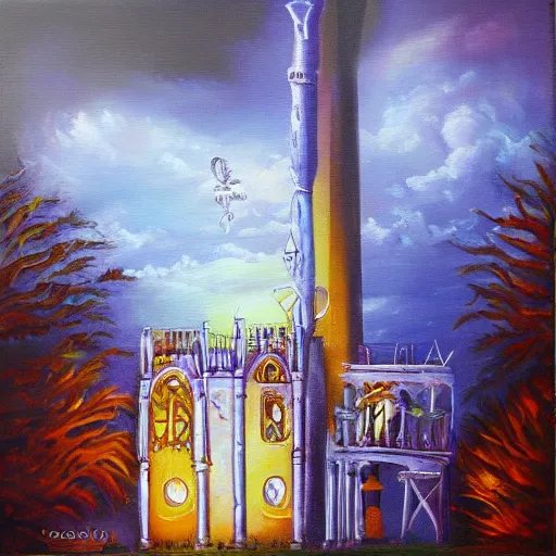 Image similar to architecture of the dreams, Fantasy oil painting