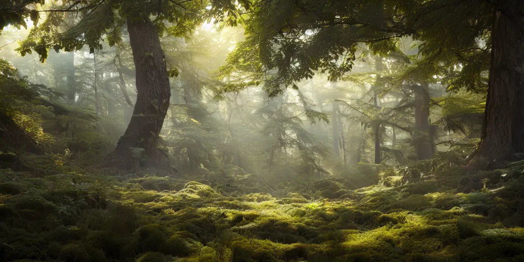 Image similar to a forest, highly detailed oil painting, hyperrealism, perfect lighting, Studio Ghibli, Jessica Rossier, digital art, octane render, beautiful composition, trending on artstation, masterpiece