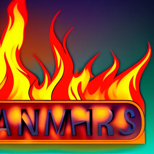 Image similar to cartoon building on fire as logo, burning, flames, symmetrical, washed out color, centered, art deco, 1 9 5 0's futuristic, glowing highlights, peaceful