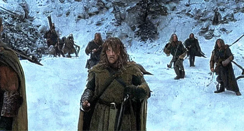 Image similar to screenshot from the fellowship of the ring when swat team fbi cia special forces raided a hobbit hole