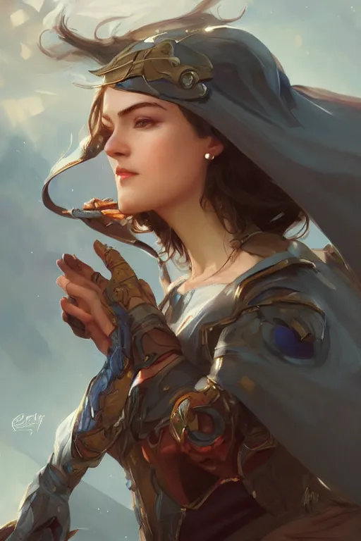 Prompt: portrait of Tomboy Queen, superhero cape, DnD, fantasy, highly detailed, beautiful face, realistic body structure, digital painting, artstation, smooth, sharp focus, illustration, art by artgerm and greg rutkowski and alphonse mucha