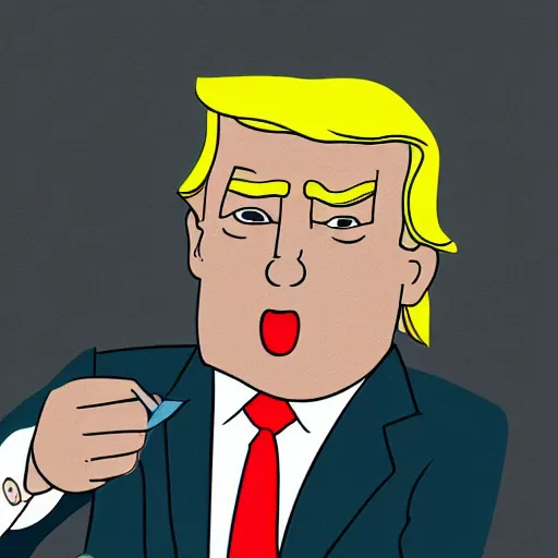 Prompt: close - up portrait of donald trump eating a nuclear bomb, by chris ware