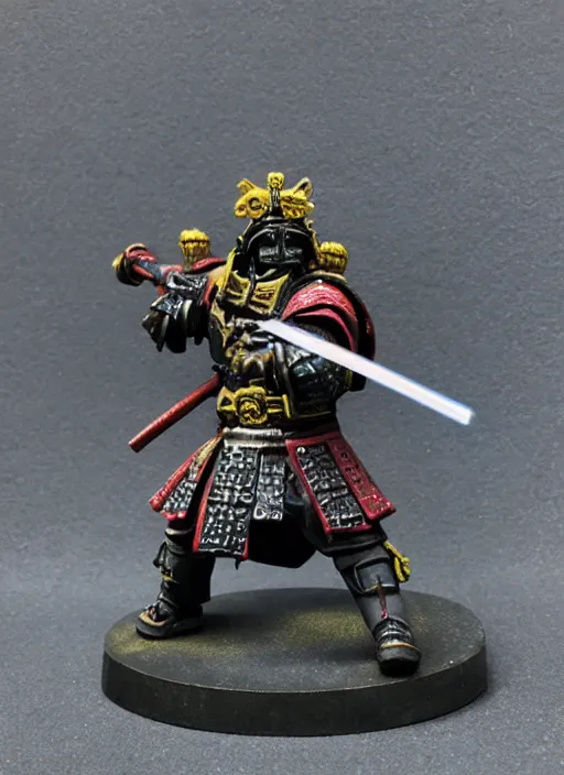 Prompt: 8 0 mm resin detailed miniature of a warhammer 4 0 k samurai with laser katana, classic samurai, product introduction photos, 4 k, full body,