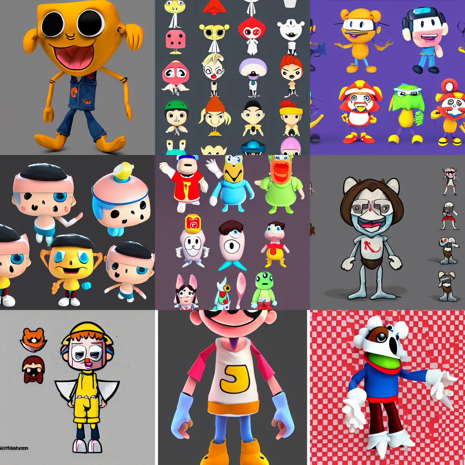 Prompt: cartoon character puppet mascot, cute, cartoon network, nintendo, nickelodeon, funko, digital art featured on artstation, fine lines, stylized,