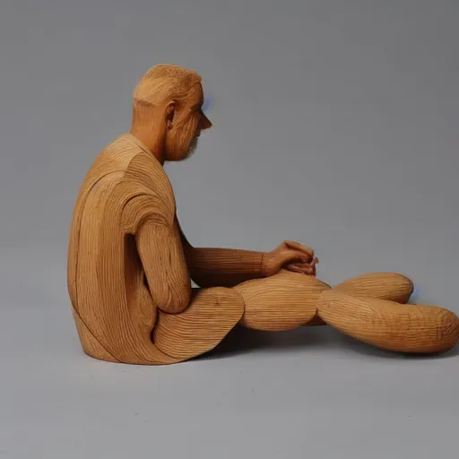 Prompt: mohammadreza shajarian wooden sculpture