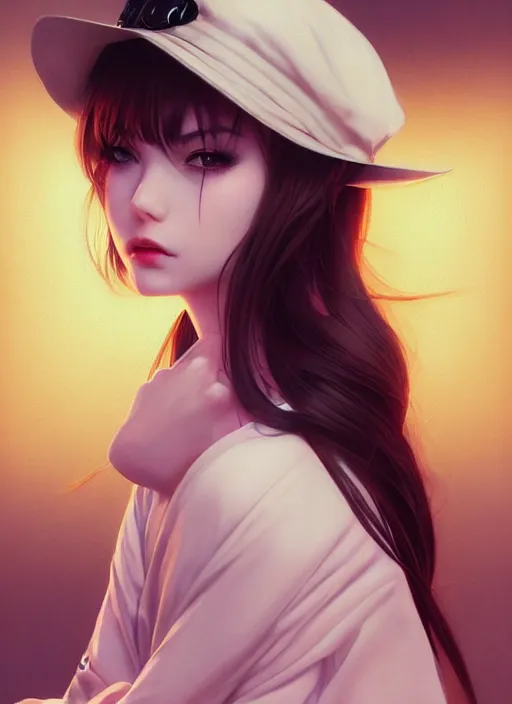 Image similar to dreamlike luxury stunning gangster girl portrait, pale pink and gold kimono, art by artgerm, wlop, loish, ilya kuvshinov, 8 k realistic, hyperdetailed, beautiful lighting, detailed background, depth of field, symmetrical face, frostbite 3 engine, cryengine,