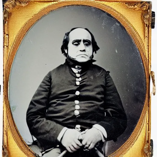 Image similar to 1862 portrait photograph, Danny DeVito in a Confederate general's uniform