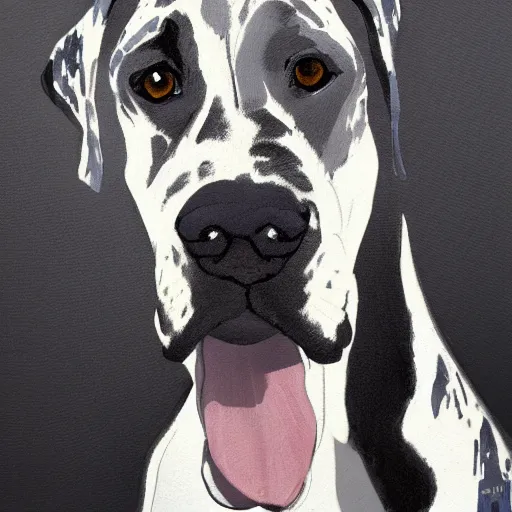 Prompt: a portrait of a great dane in a scenic environment by mary beale, royal, trending on artstation