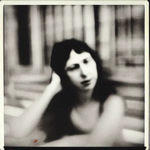 Image similar to Marina Tsvetaeva, 90s polaroid, by Saul Leiter, Jamel Shabazz, Nan Goldin