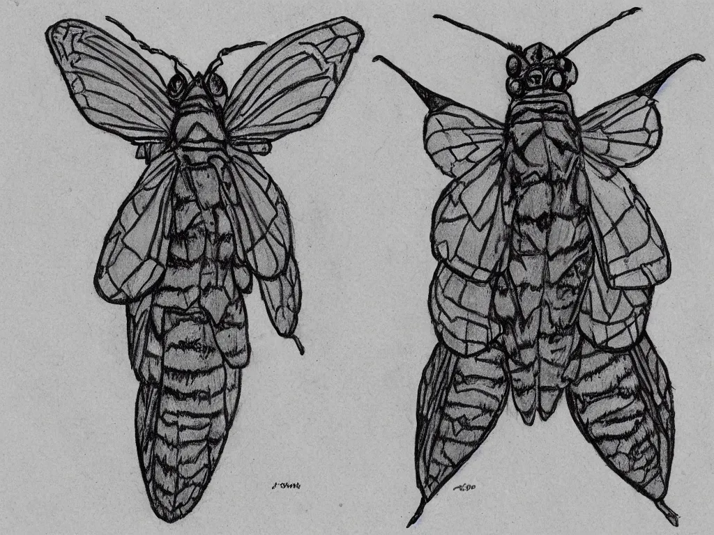 Prompt: a Death's-head hawkmoth drawn in the cartoon style of Dr. Seuss