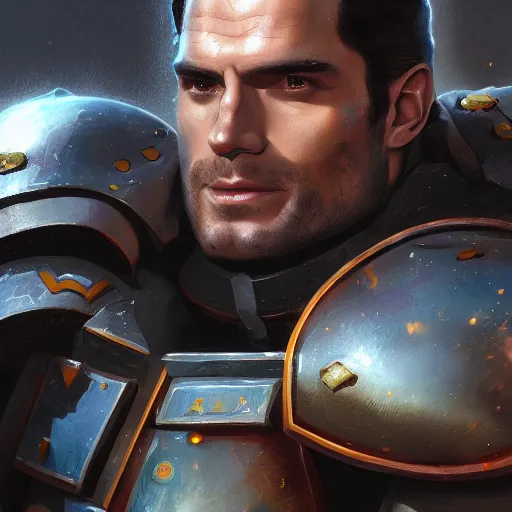 Image similar to Henry Cavill as a Space Marine, closeup character art by Neil Roberts and Marc Lee and Vladimir Krisetskiy and Donato Giancola and Craig Mullins, digital art, trending on artstation