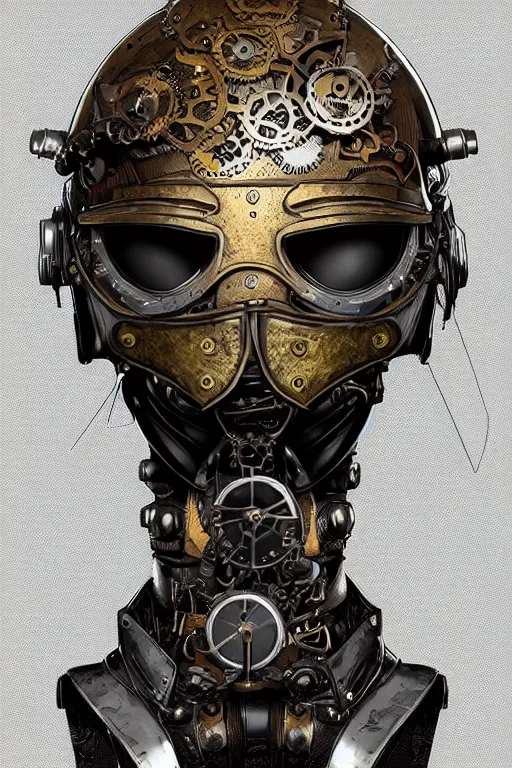 Image similar to steampunk helmet fantasy art mask robot ninja stylized digital illustration sharp focus, elegant intricate digital painting artstation concept art global illumination ray tracing advanced technology chaykin howard and campionpascale and cooke darwyn and davis jack