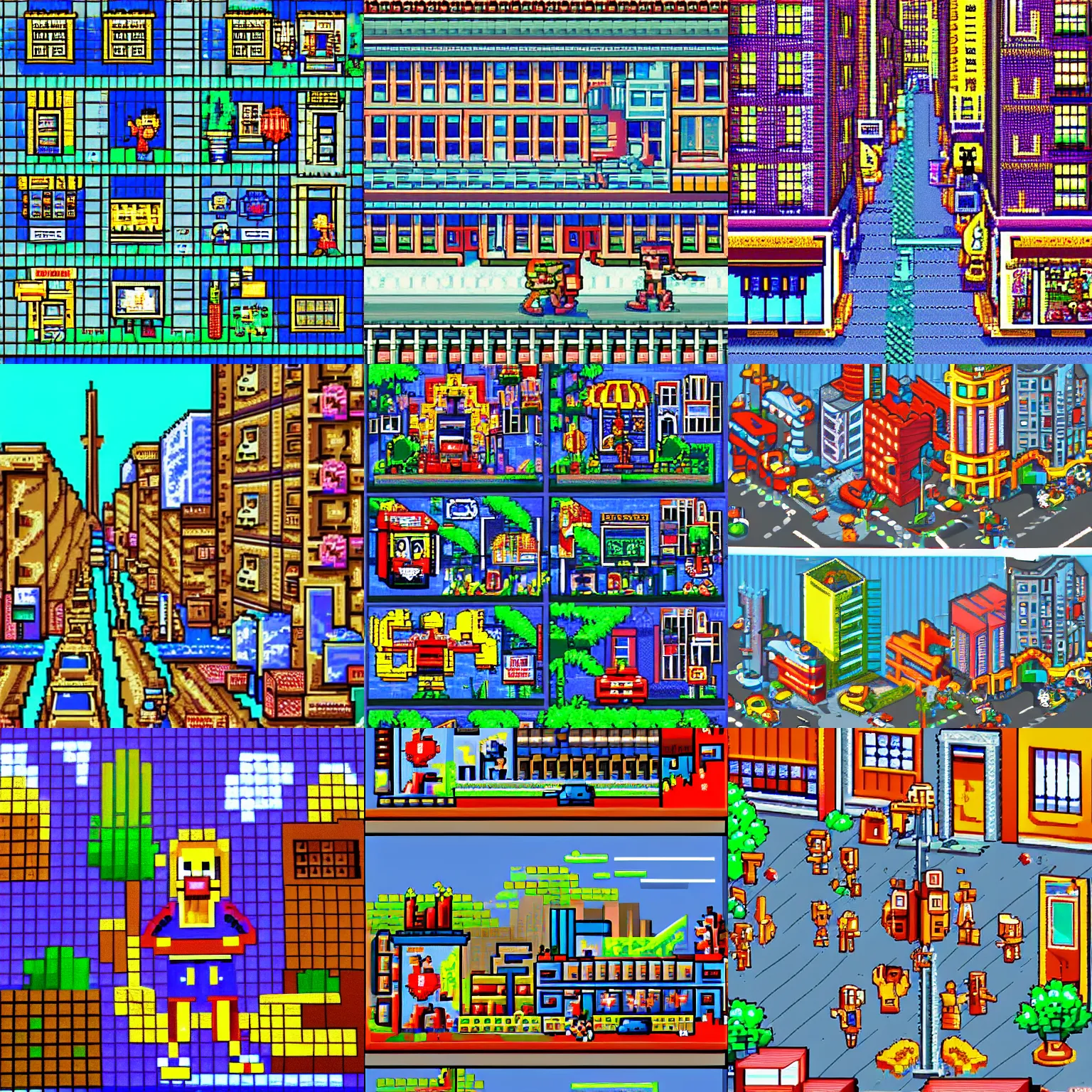 Prompt: pixel art, 16 bits , street city ,2d