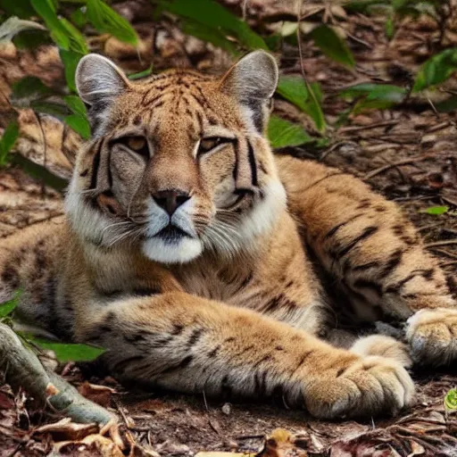 Image similar to big cat sitting in forest