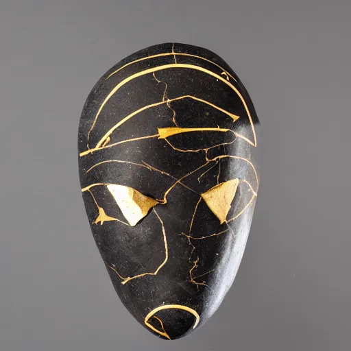 Image similar to Kintsugi marble Mask used in African cultural ceremony, 8k