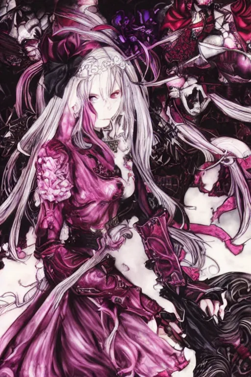 Image similar to tonemapped shalltear bloodfallen by akihiko yoshida and ayami kojima