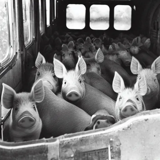 Image similar to pigs in a train, photo