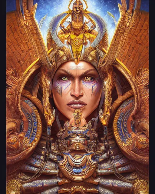 Prompt: digital painting of itzamna, mayan ruler of heaven by filipe pagliuso and justin gerard, symmetric, fantasy, highly detailed, realistic, intricate, portrait, sharp focus, tarot card