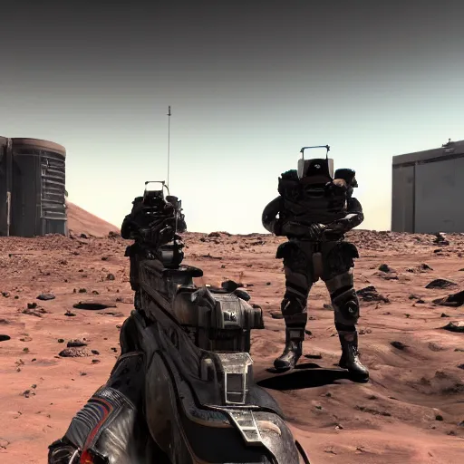 Prompt: futuristic call of duty ps 5 game set on mars, 8 k, hd,