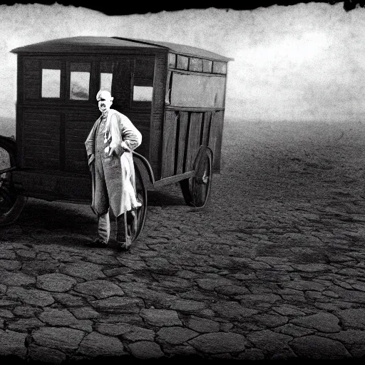 Image similar to old black and white photo of a time traveler, highly detailed, 4 k, upscaled