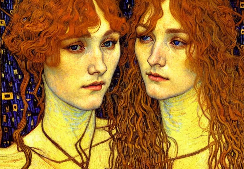 Image similar to detailed realistic beautiful young medieval queen face portrait by jean delville, gustav klimt and vincent van gogh, art nouveau, symbolist, visionary, gothic, pre - raphaelite, muted earthy colors, desaturated