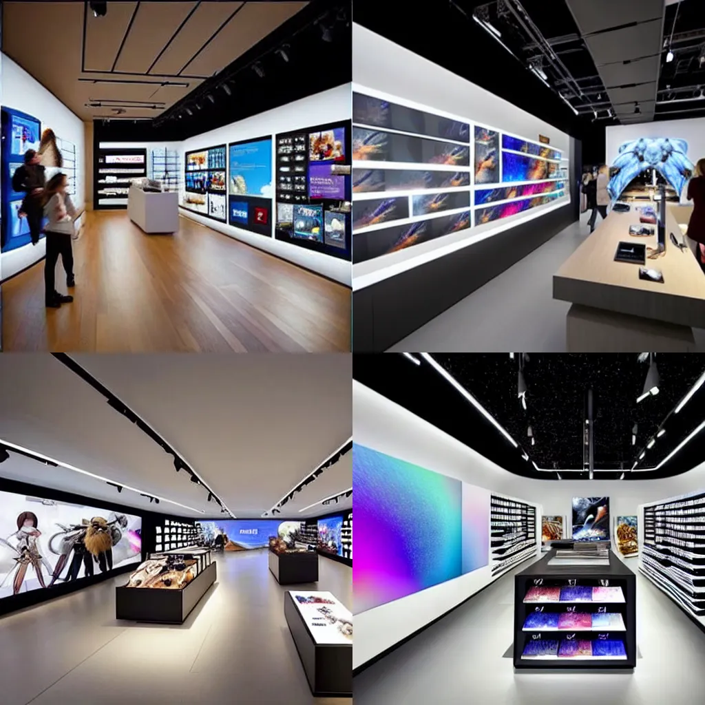 Prompt: -----2030s flagship retail interior Samsung Microsoft Apple----- by Jean-Baptiste Monge !!!!!!!!!!!!!!!!!!!!!!!!!!!!!!!!!!!!!!!!!!!!!!!!!!!!!!