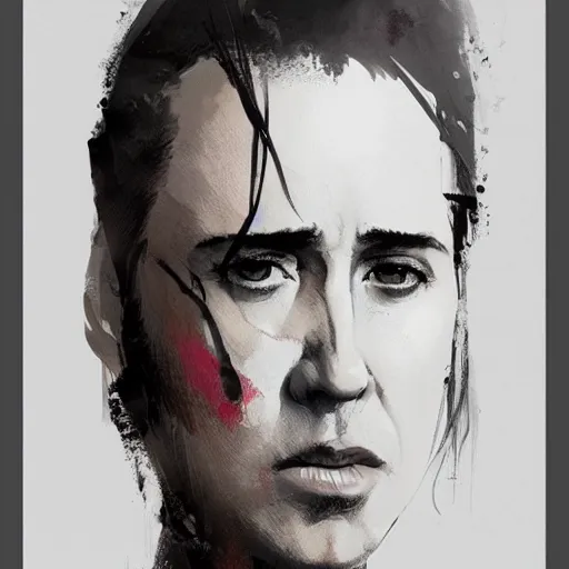 Image similar to portrait of Nicolas Cage as a woman, dramatic lighting, illustration by Greg rutkowski, yoji shinkawa, 4k, digital art, concept art, trending on artstation