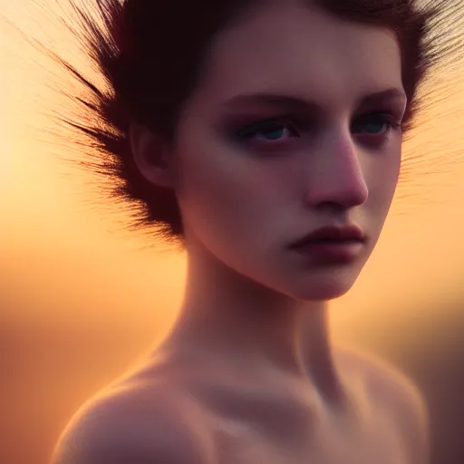 Image similar to photographic portrait of a stunningly beautiful emo female in soft dreamy light at sunset, contemporary fashion shoot, by edward robert hughes, annie leibovitz and steve mccurry, david lazar, jimmy nelsson, breathtaking, 8 k resolution, extremely detailed, beautiful, establishing shot, artistic, hyperrealistic, beautiful face, octane render