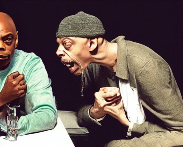 Image similar to A photo of Dave Chappelle and Steve Buscemi doing Cocaine, By Rainer Hosch, claymation