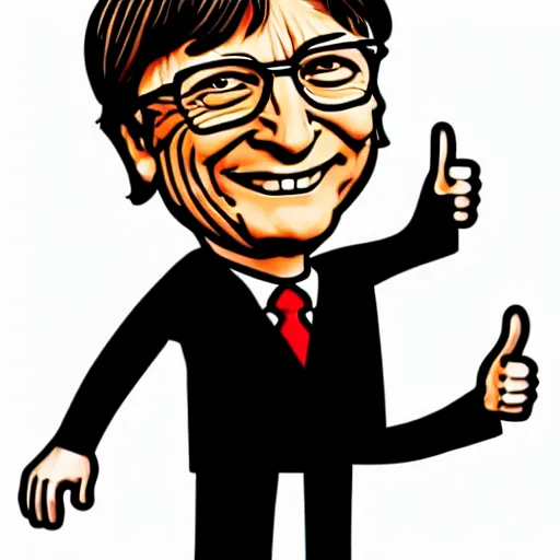 Prompt: sticker illustration of bill gates with thumbs up