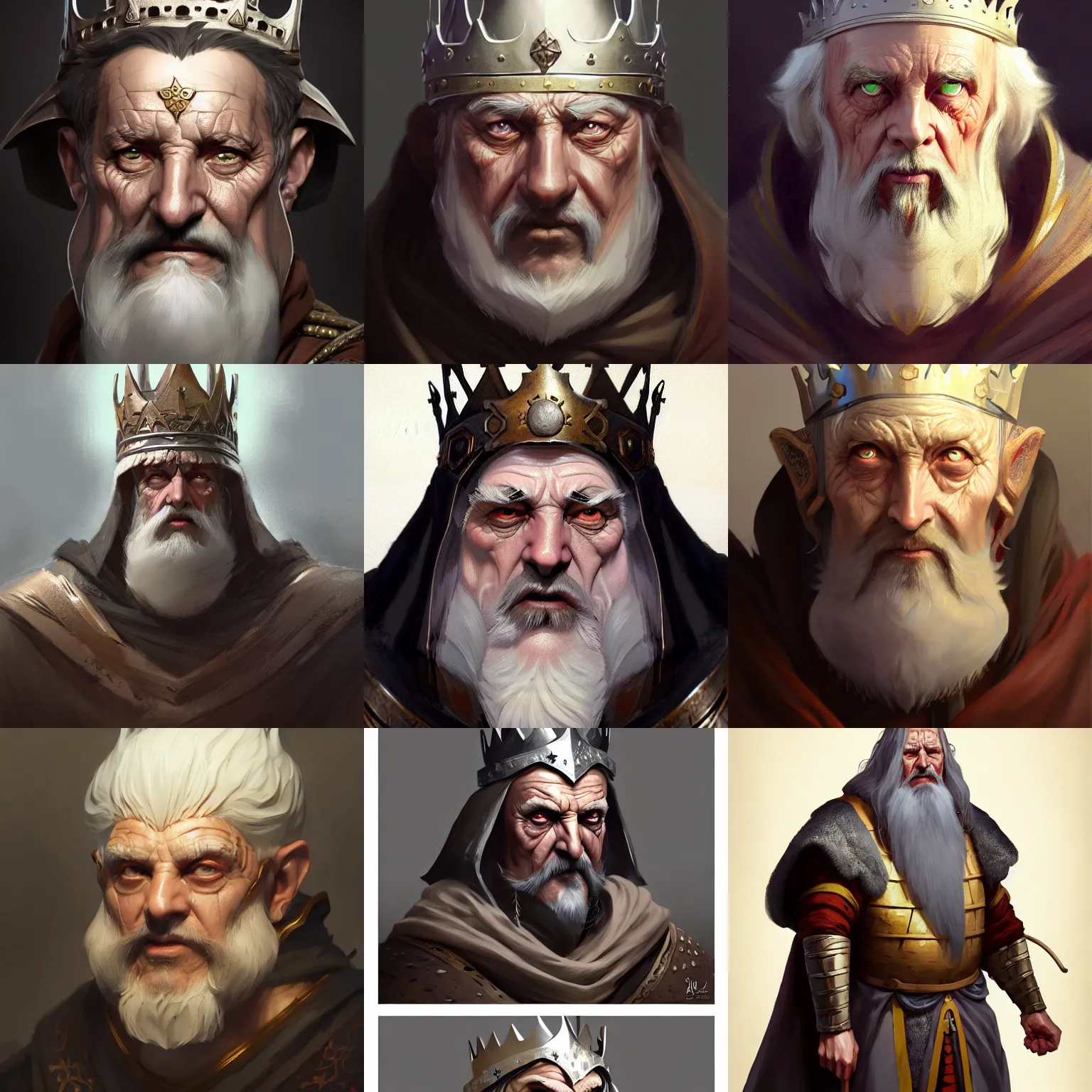 Prompt: character concept art of character concept art of a medieval old king | | distinct - fine, key visual, realistic shaded perfect face, fine details by stanley artgerm lau, wlop, rossdraws, james jean, andrei riabovitchev, marc simonetti, sakimichan, and jakub rebelka, trending on artstation