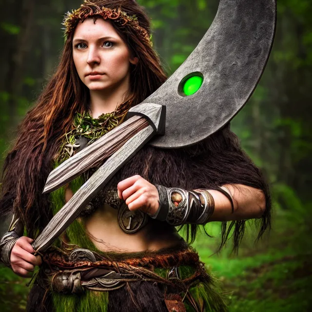 Image similar to photo of a female druid warrior with earth powers, highly detailed, 4 k, hdr, smooth, sharp focus, high resolution, award - winning photo