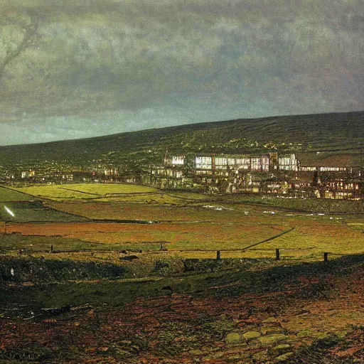 Prompt: landscape of armley by john atkinson grimshaw