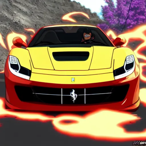 Prompt: ferrari in naruto shippuden