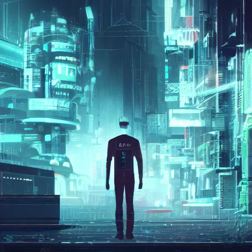 Image similar to liminal space cyberpunk