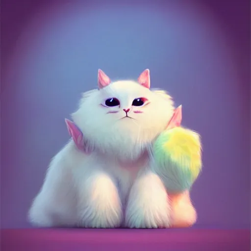 Prompt: cutie fluffy creature icecream, digital art, 3 d, octave render, masterpiece, mega detailed, pixar, disney, vivid illustration, cartoon, fantasy, by george stubbs, artgerm, in the style of ghibli kazuo oga, pastel fur